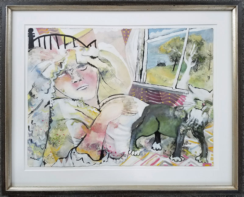 Charles Wilder Oakes - Cat Nap - Watercolor $8,500.