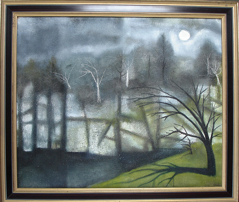 Charles Wilder Oakes - Moonlight Quarry - Oil on Canvas $7,500.